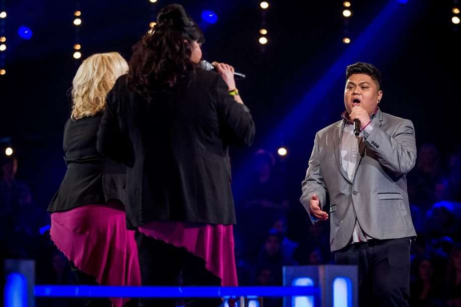 MidKent College student Joseph Apostol singing in his battle round against Diva on BBC1's The Voice
