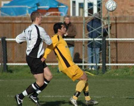 Two-goal Mo Takaloo in action against Molesey on Saturday