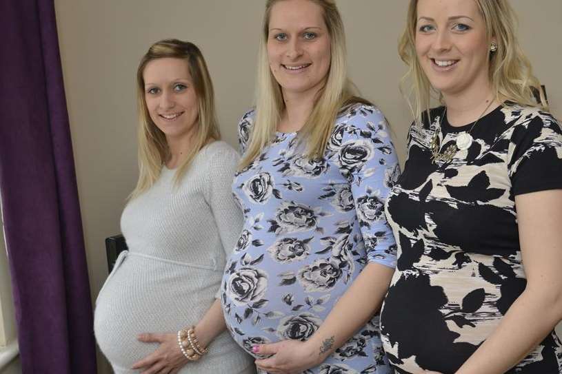 The three sisters when they were pregnant - Carla Manning, Jodie Manning and Kerry Harwood
