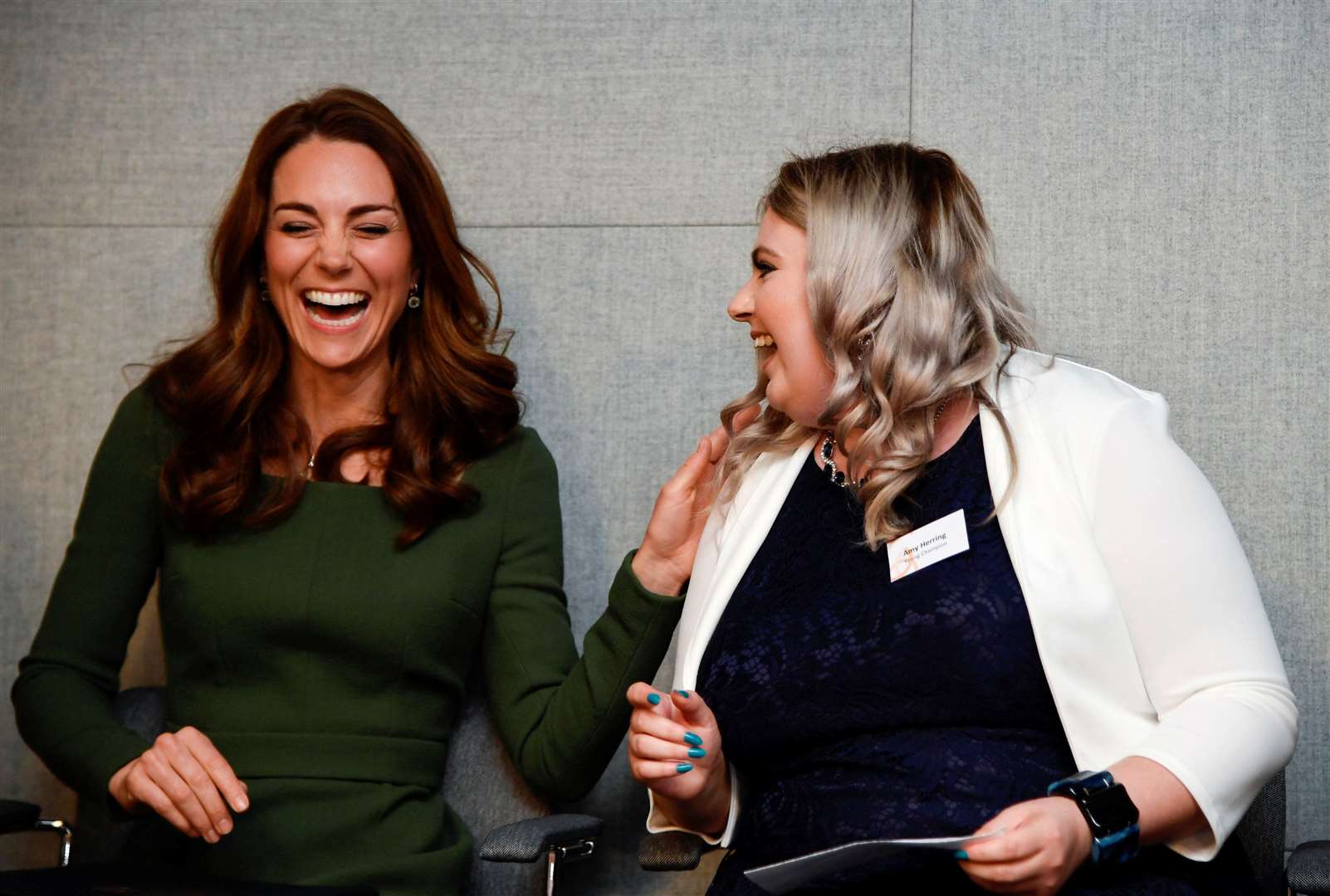 The Duchess of Cambridge with Amy Herring. Picture: Toby Melville/PA Wire