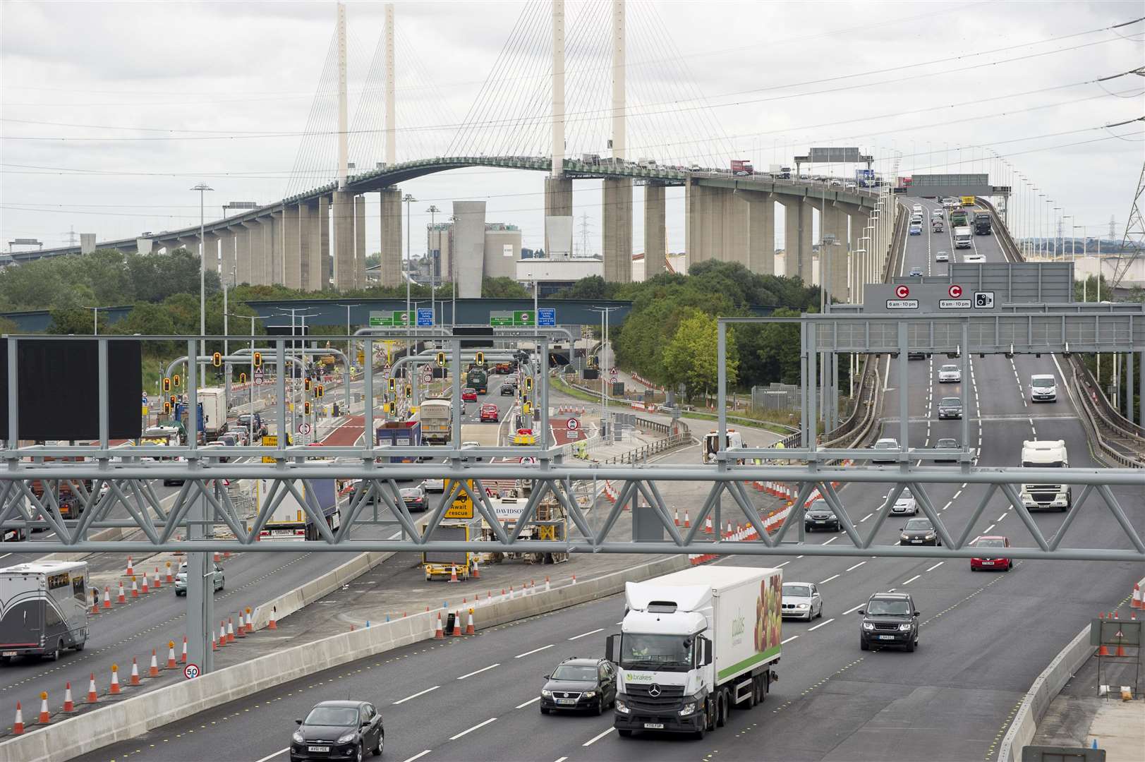 Views of the approach to the Dartford Crossing, from the Erith bridge on the A206