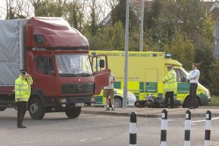 The scene at the Borstal Hill roundabout following the accident. Picture: Chris Davey