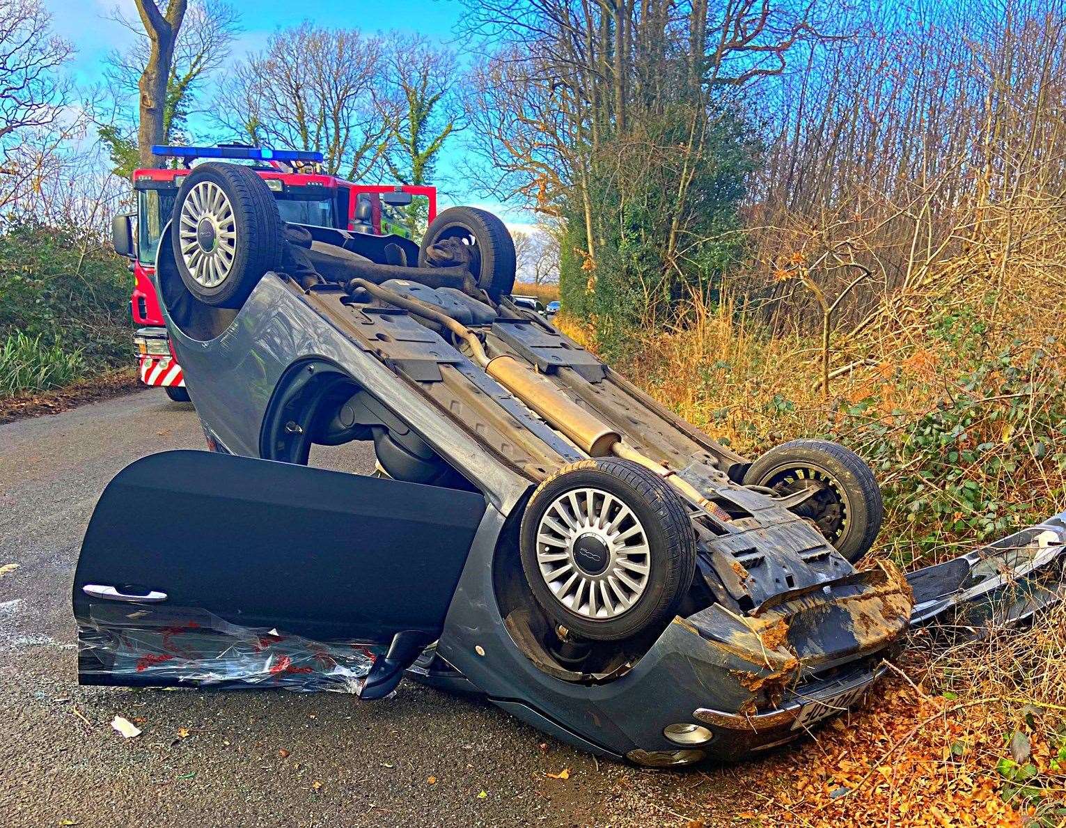 A driver had an escape after crashing their car in Tonbridge. Picture: Kent Police RPU