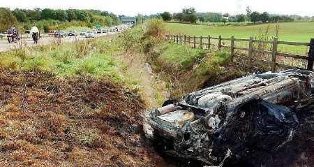 The wrecked Toyota Corolla. Picture: Craig Robinson/ EAST ANGLIAN DAILY TIMES