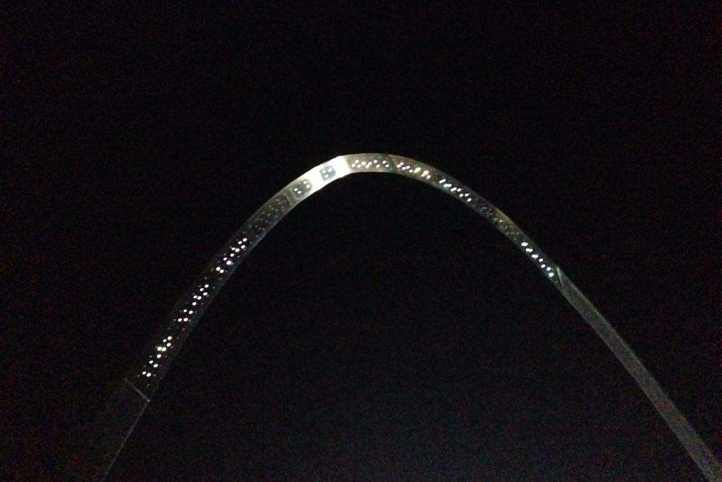 The arch lights the night sky in Folkestone