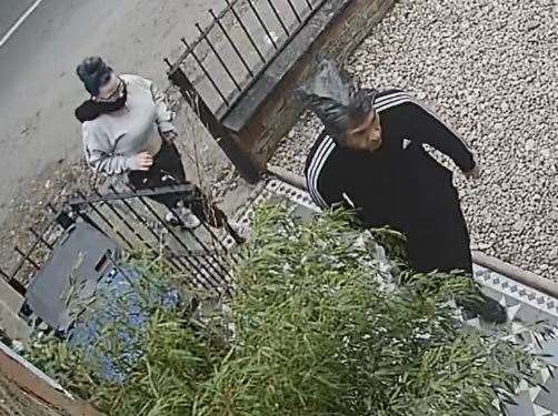 The two thieves caught swiping a parcel in Minster Road, Westgate-on-Sea. Picture: Sarah Baptiste