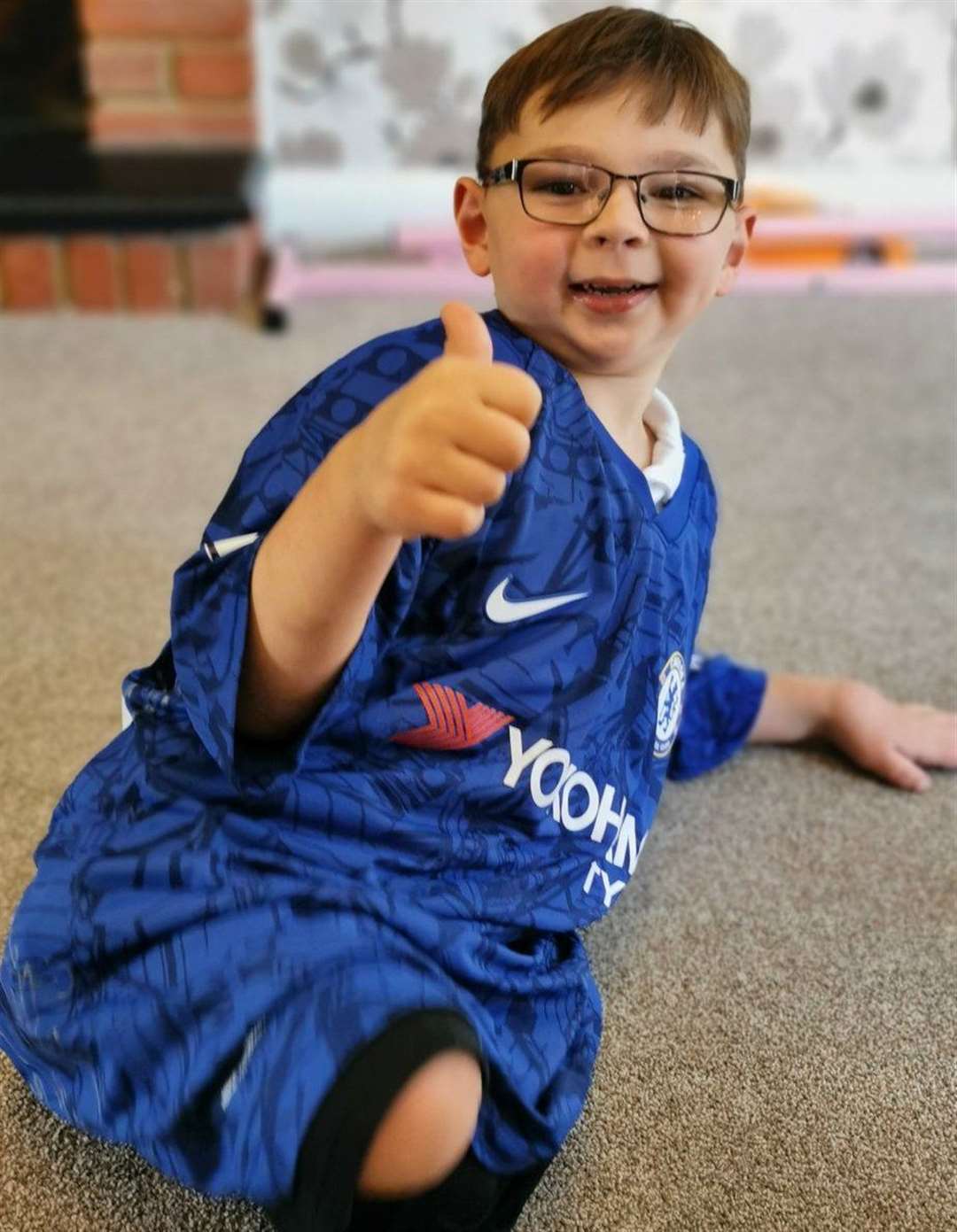 Tony has received a signed shirt from his football heroes at Chelsea. Picture: Paula Hudgell