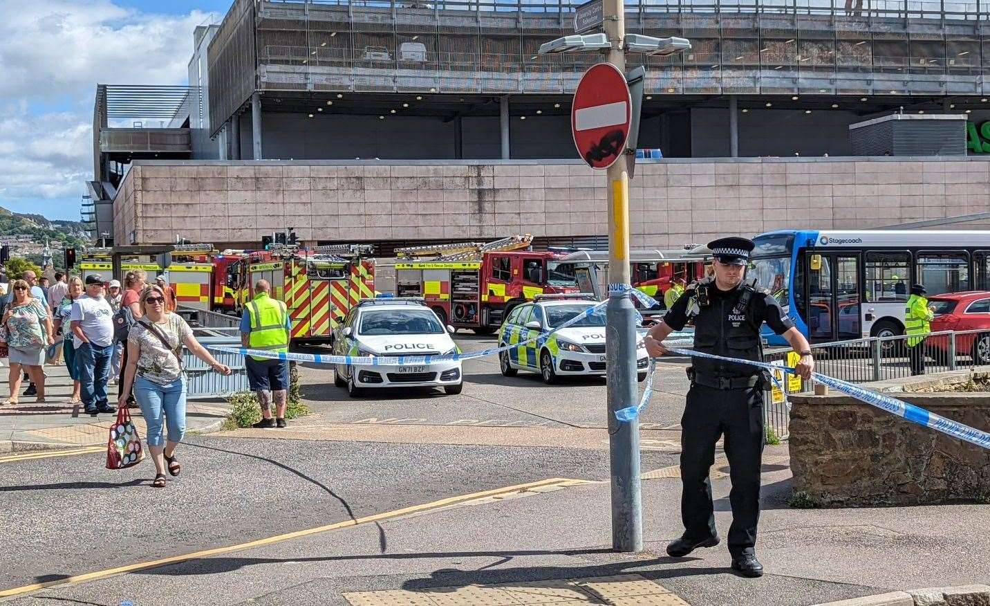 Folkestone bus station was awash with emergency service vehicles after the accident