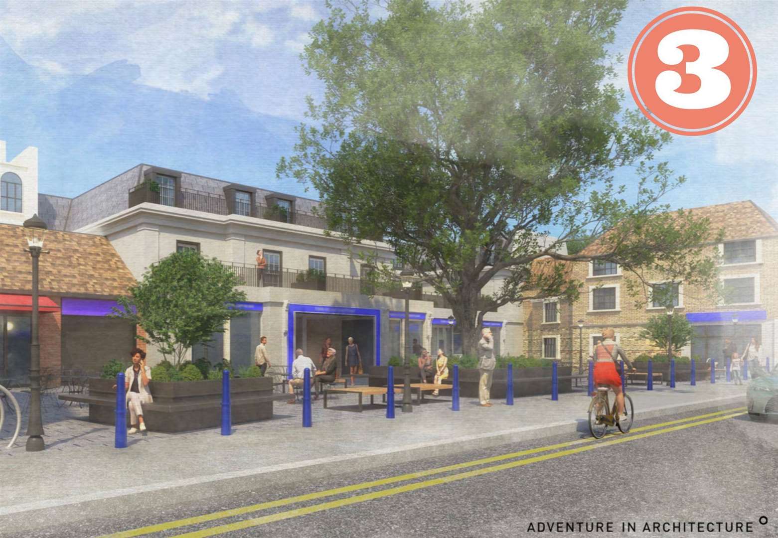 The latest - and third - proposals were unveiled this month, showing a drastically different frontage to Hythe High Street. Pic: Adventure in Architecture