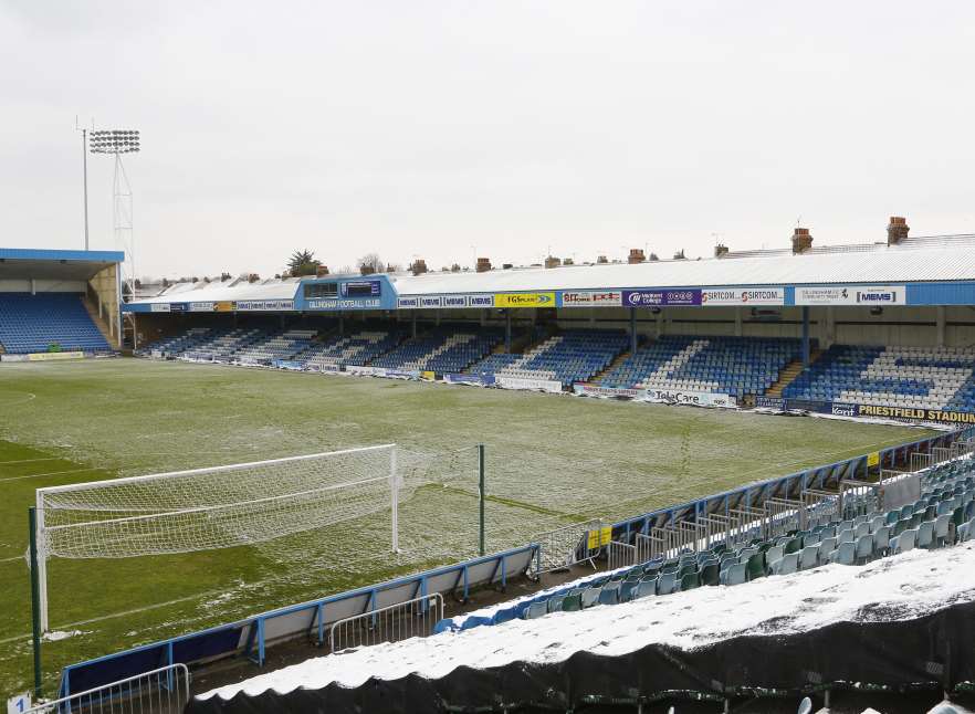 Priestfield Stadium after today's game was called off Picture: Andy Jones