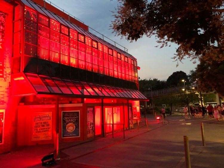 Dartford's Orchard Theatre joined the Tate Modern in London in lighting up red in salute to struggling arts venues across the country due to the coronavirus pandemic