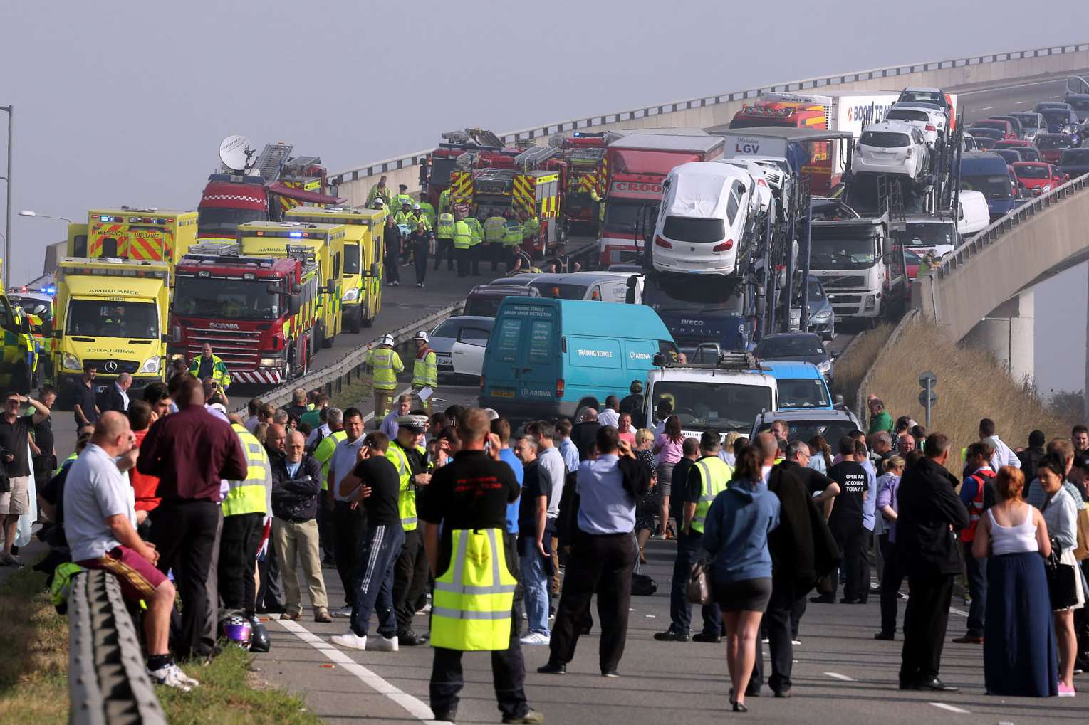 The scene of the massive crash on Sheppey Crossing. Picture: Chris Davey