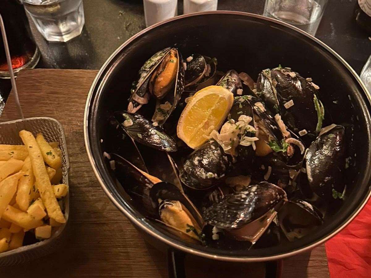 Moules frites - mussels and chips - as served up by chefs at Bistro Valerie, near Canterbury