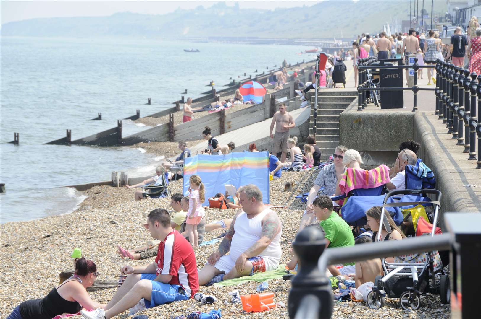 Crowds flock to the beach at Herne Bay