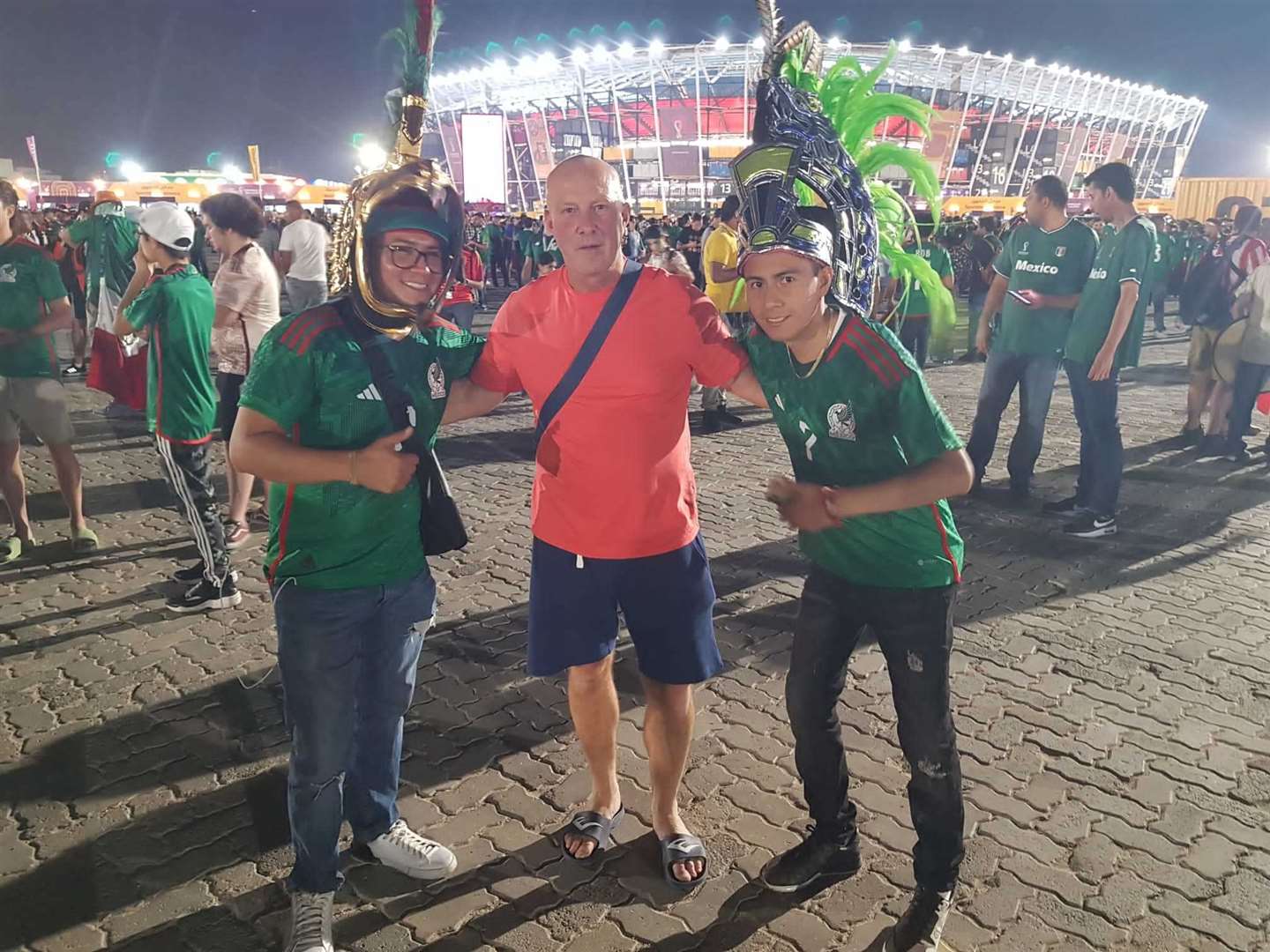 Terry with Mexico fans at the game against Poland. Photo: Terry Matson
