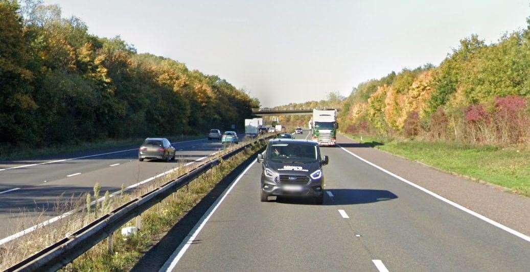 The M26 London-bound is partially blocked after a crash after J2A A20 London Road, Wrotham. Picture: Google