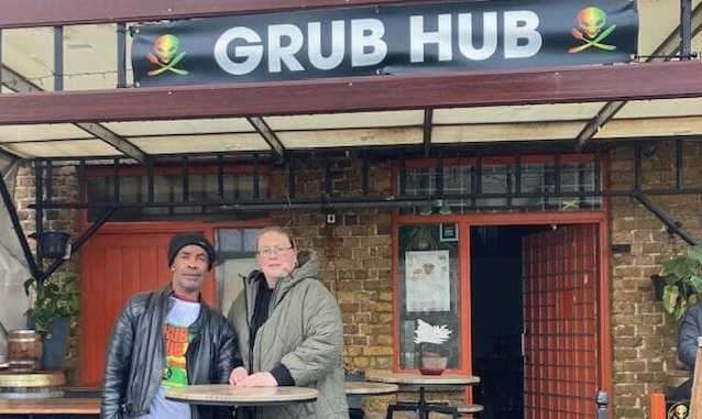 Iston Burrell and Patricia O’Donaghue own The Grub Hub say they will not leave Margate Harbour Arm. Picture: Iston Burrell