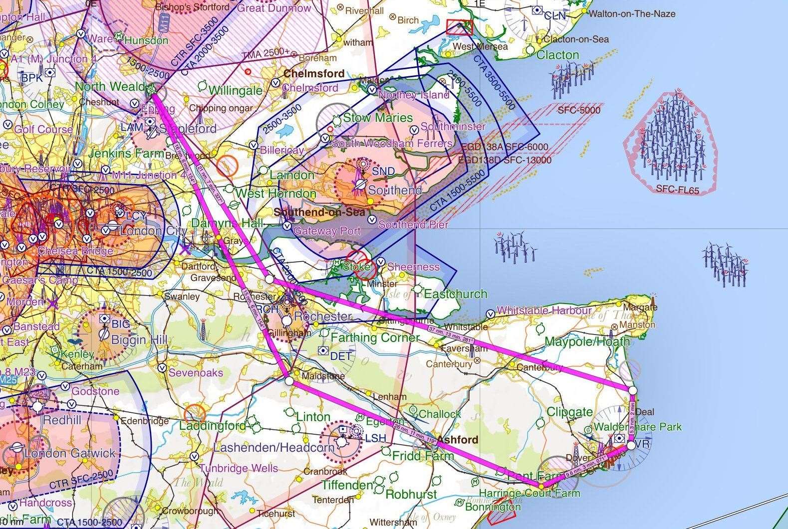 The flight path of the Dakota and two Spitfires over Kent today. Picture: Aero Legends (21290753)