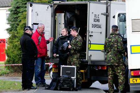 Bomb disposal experts on the scene at the Vigo car explosion