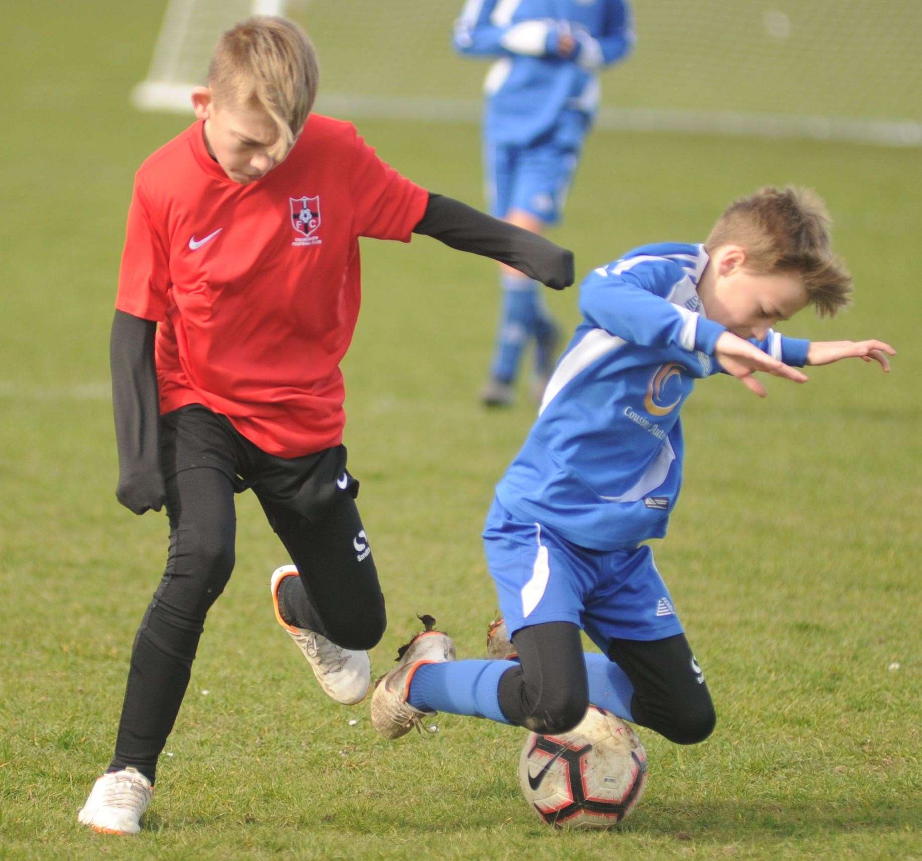 New Road take a tumble against Thamesview during their Under-12 Division 3 game Picture: Steve Crispe