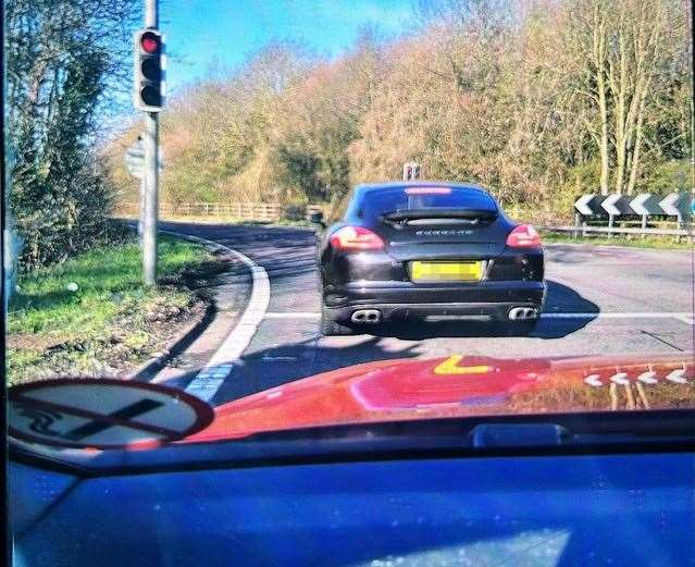 The Porsche was seen going through a red light. Picture: Kent Police RPU on Twitter