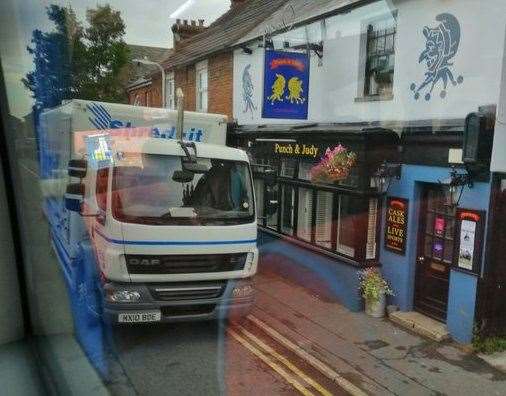The lorry was parked in St Stephen's Street, Tonbridge. Photo: Hannah Janssen
