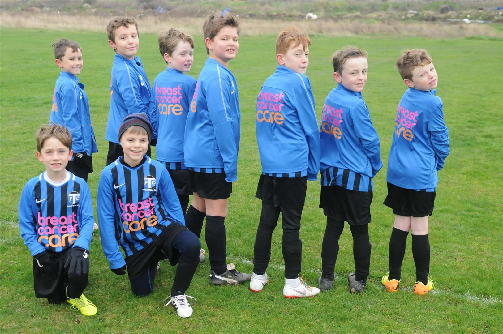 Tankerton FC under 9s team has had Breast Cancer Care's logo emblazoned on their kit