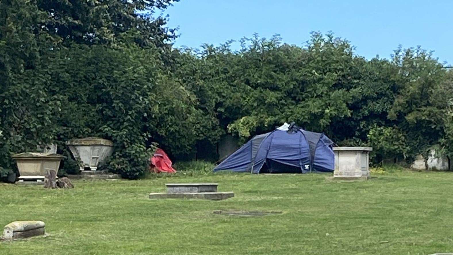 Tents often show up in the graveyard of St George's Church in Ramsgate during summers