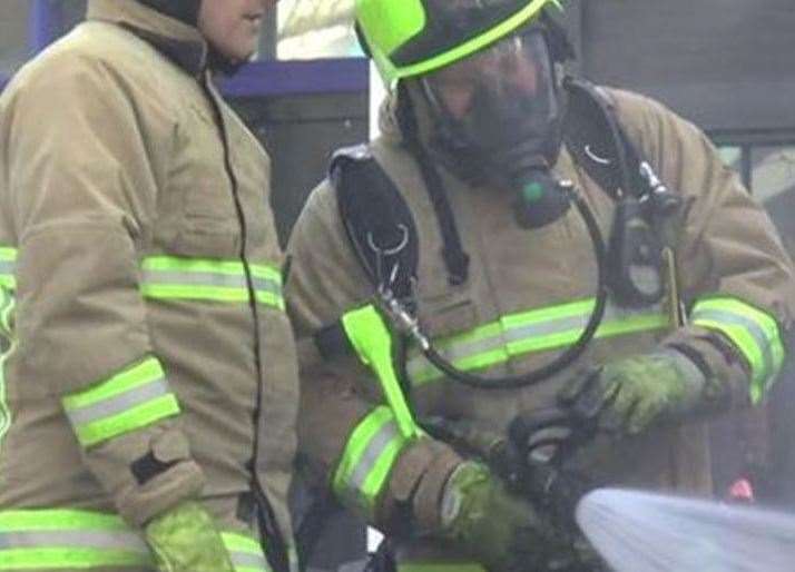 The fire started in an outbuilding in Sharsted Hill, Newnham, near Sittingbourne