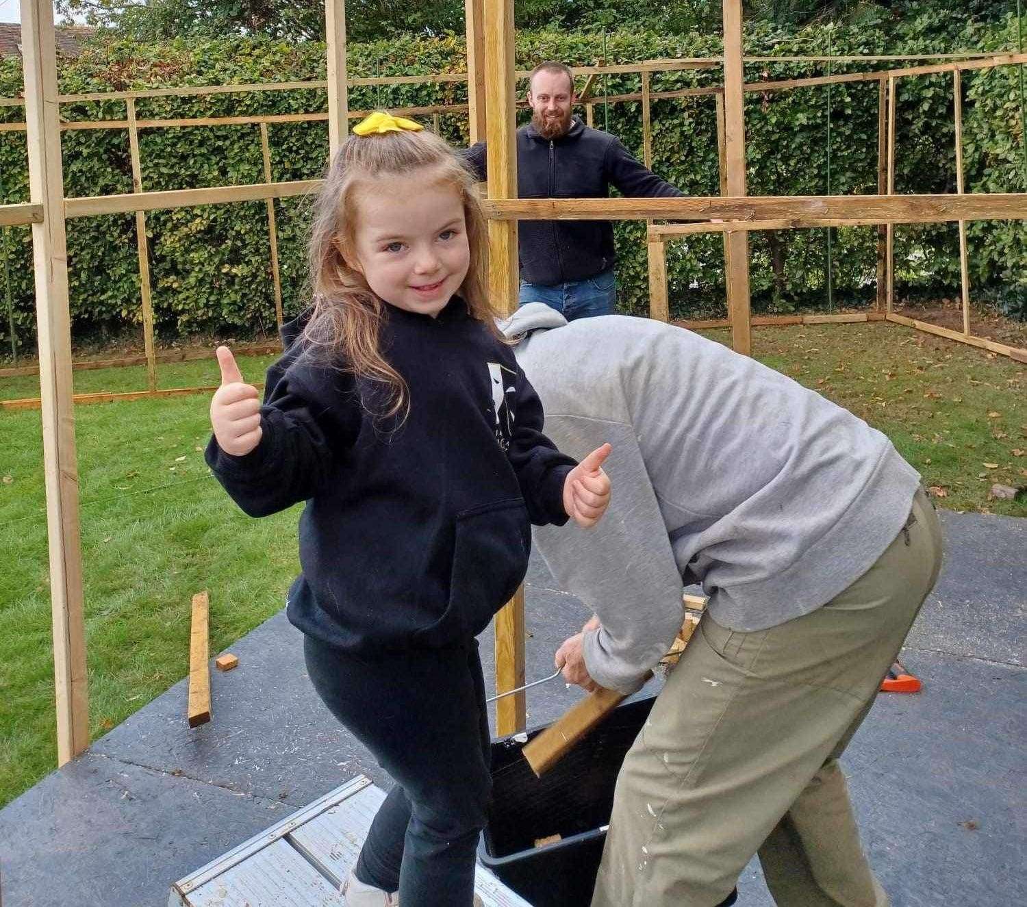Michael's daughter, four-year-old Jane, has been getting involved with the construction of the maze. Picture: Michael Steel Clark