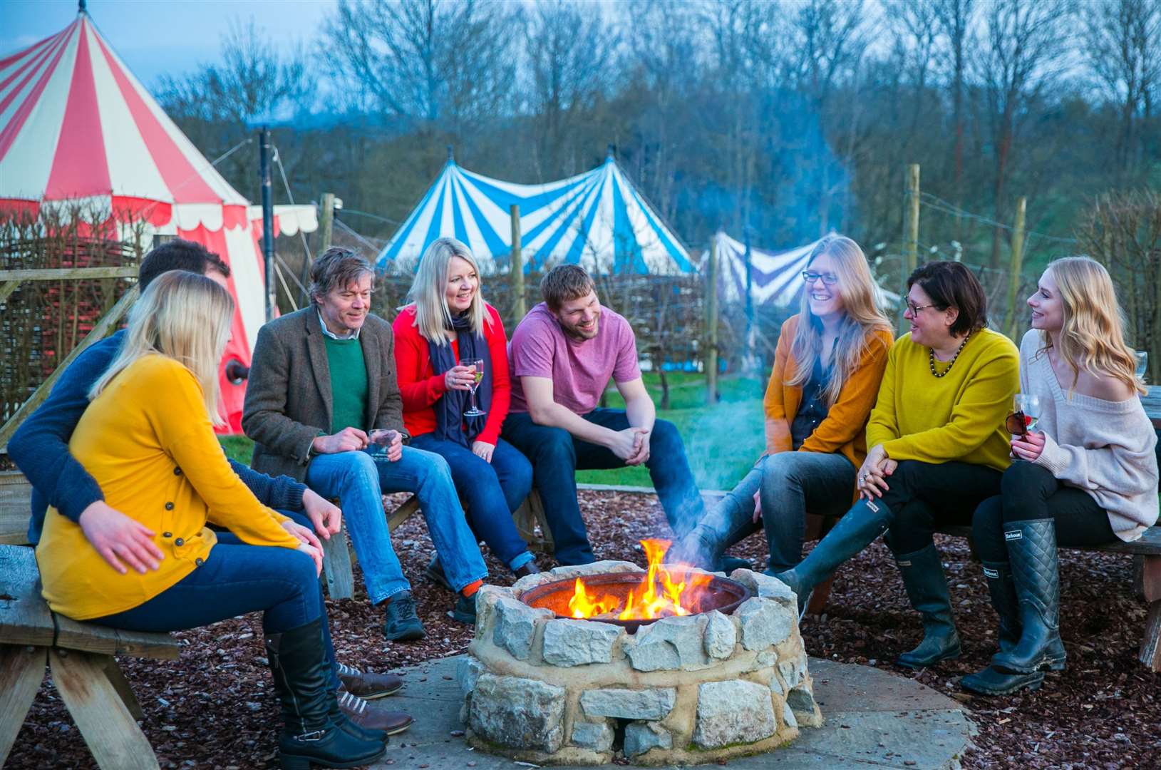 Gather round the fire pit while glamping. Picture: www.matthewwalkerphotography.com