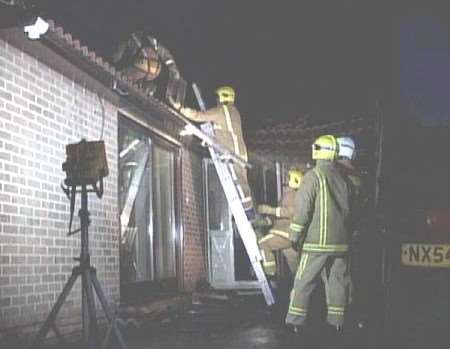 Firefighters at the scene of the blaze. Picture courtesy KENT FIRE AND RESCUE SERVICE