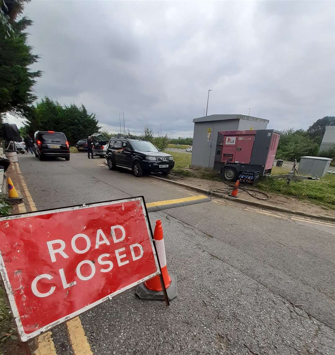 A road closure is currently in place on the entrance to Nell's Cafe in Gravesend