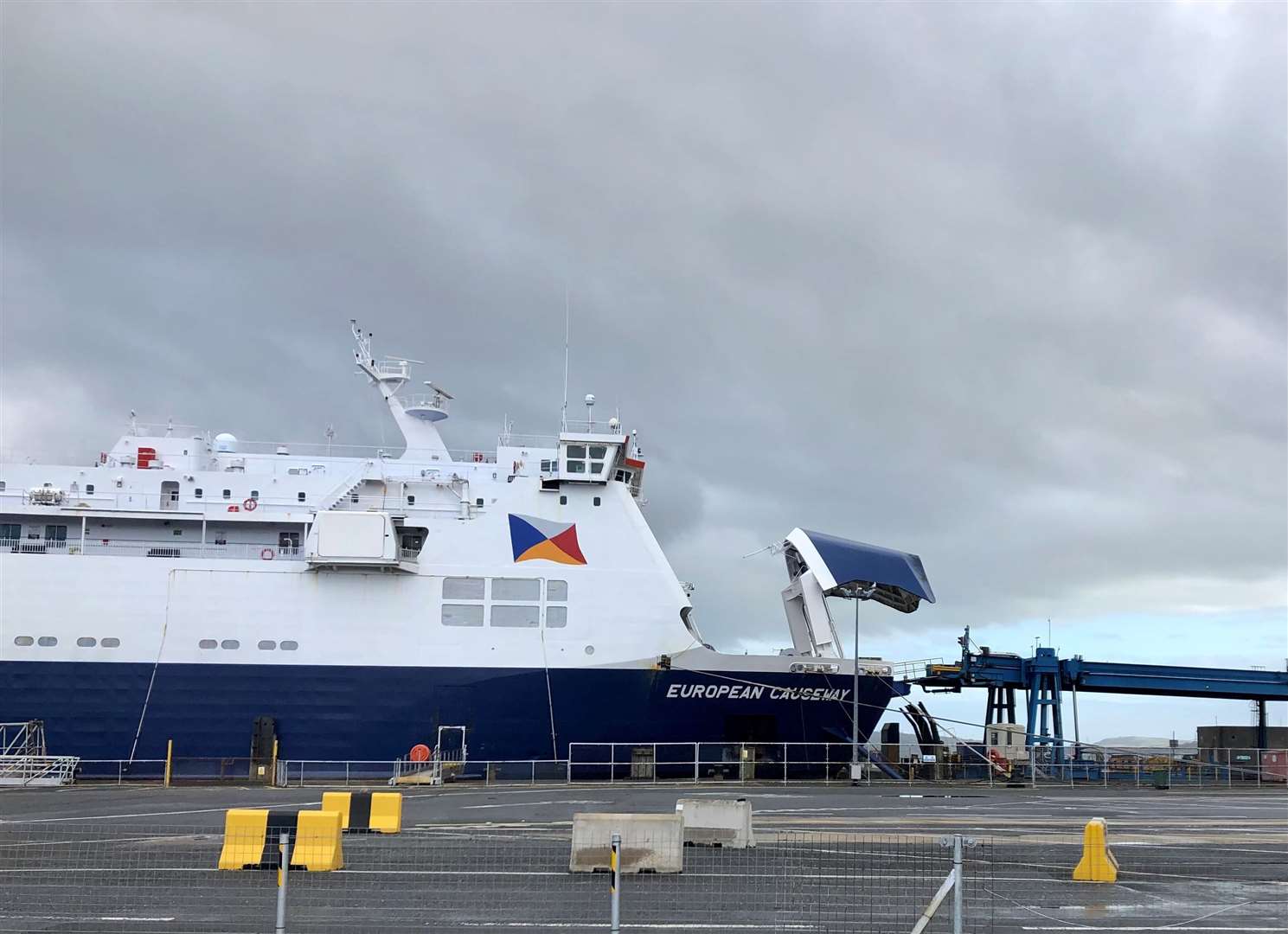 P&O European Causeway ferry docked at Larne Port last week (David Young/PA)