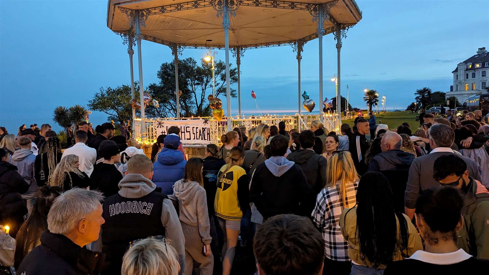Mourners at a vigil for Leah Daley held at the bandstand on The Leas in Folkestone on May 17, 2024
