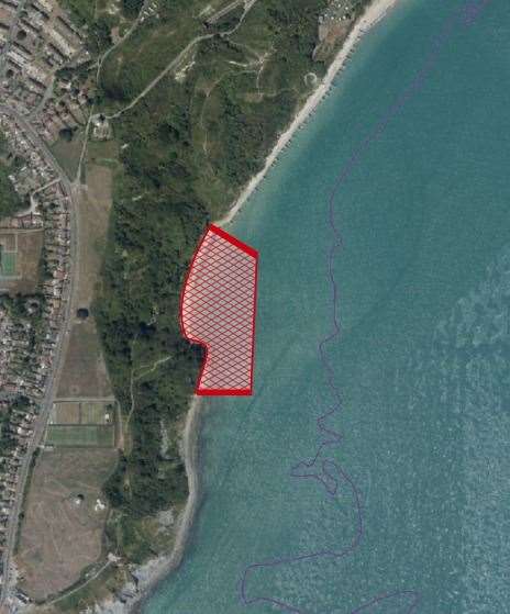 The area of beach that was closed. Photo: FHDC/ Ordinance Survey