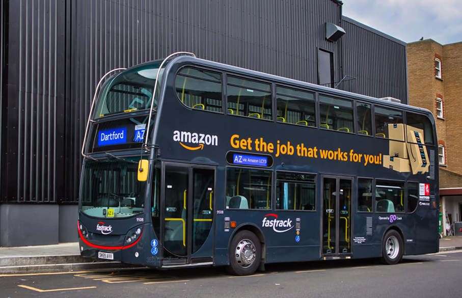 Amazon has teamed up to launch its own bus service Fastrack AZ to serve its huge new fulfilment centre in Dartford. Photo: WilliamjlPhotography