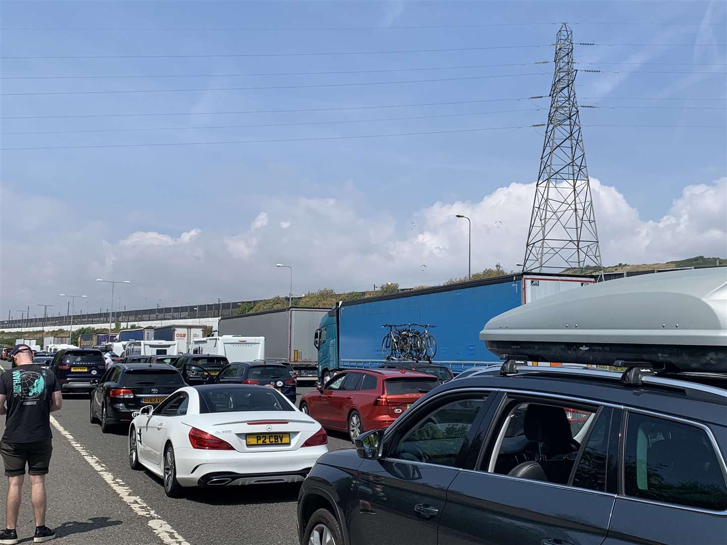 The queues on the Eurotunnel slip-road at junction 11A on the M20. Picture: Paul Stafford