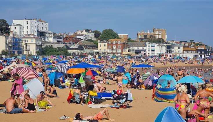 Busy Broadstairs beach yesterday afternoon (September 10) as temperatures hit 30 degrees