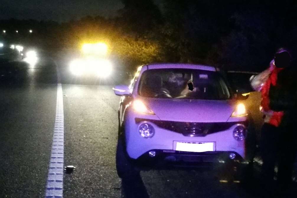 A car ran out of fuel on the M20 last night. Picture: @kentpoliceroads