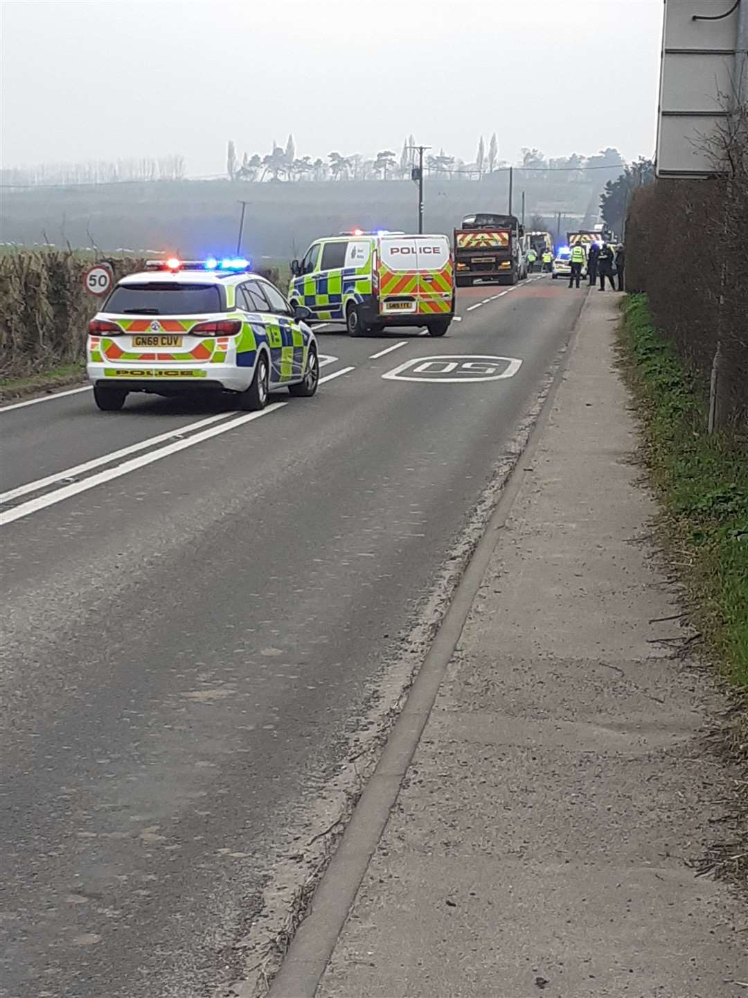 The A257 Roman Road was closed for nine hours yesterday