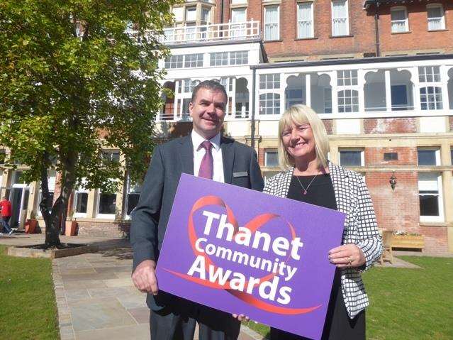 Thanet Community Awards coordinator Karen Brinkman outside awards-ceremony venue The Yarrow with its manager, James Redshaw (4612407)