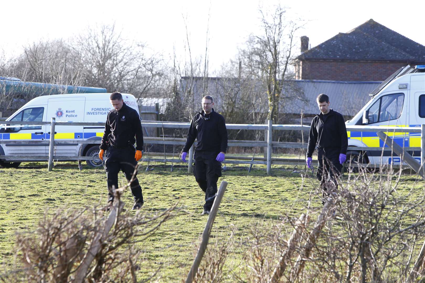 Officers at the scene of the alleged violence Picture: Andy Jones