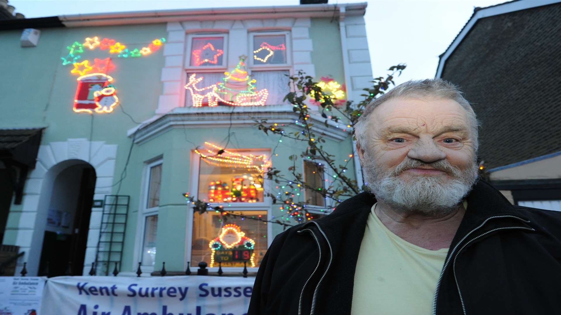 Barry Parrish, from Gillingham, with his Christmas lights