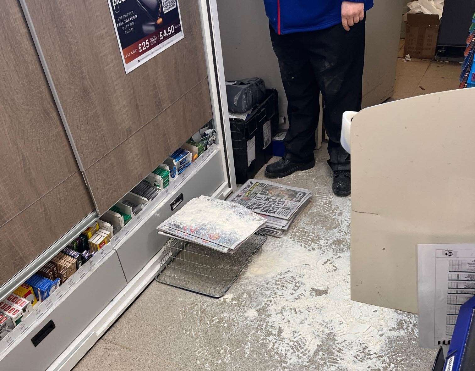 The Tesco Express in Commercial Rd, Paddock Wood, was trashed by youths.