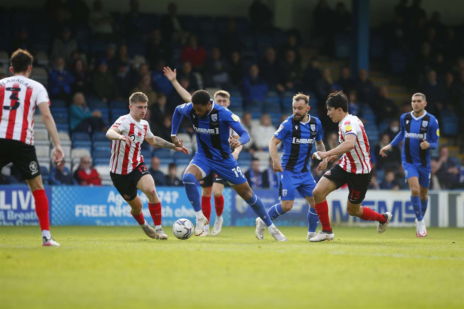 Gillingham forward Vadaine Oliver in action against Sunderland at Priestfield Picture: Andy Jones