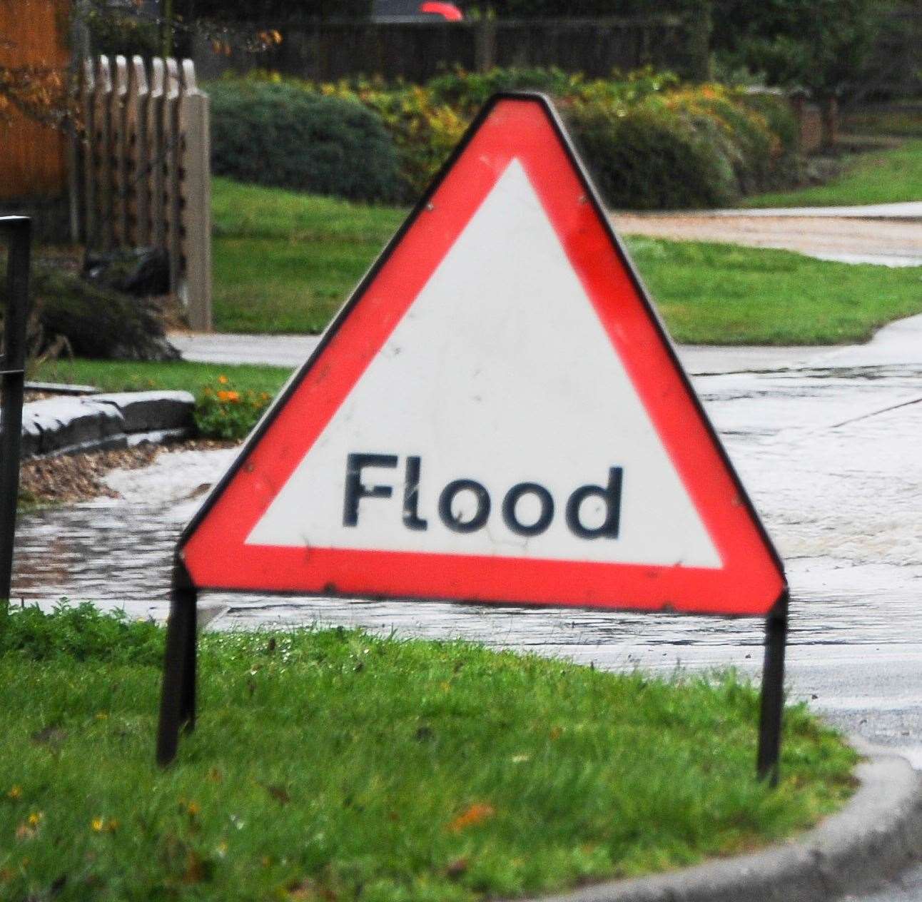 Flooding has closed a road. Stock image