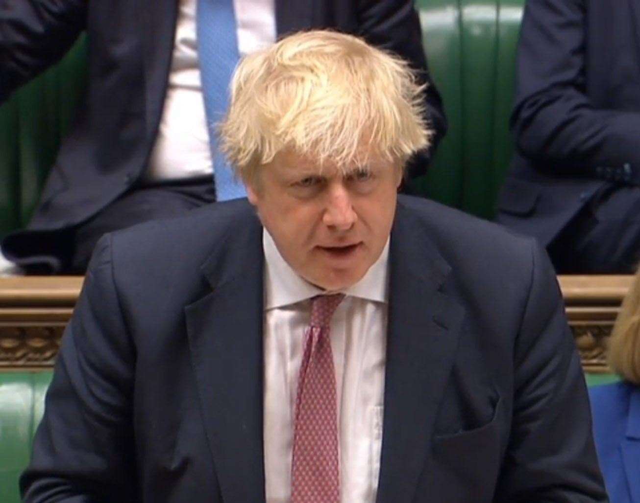 Boris Johnson addressed to commons Picture: PA Wire