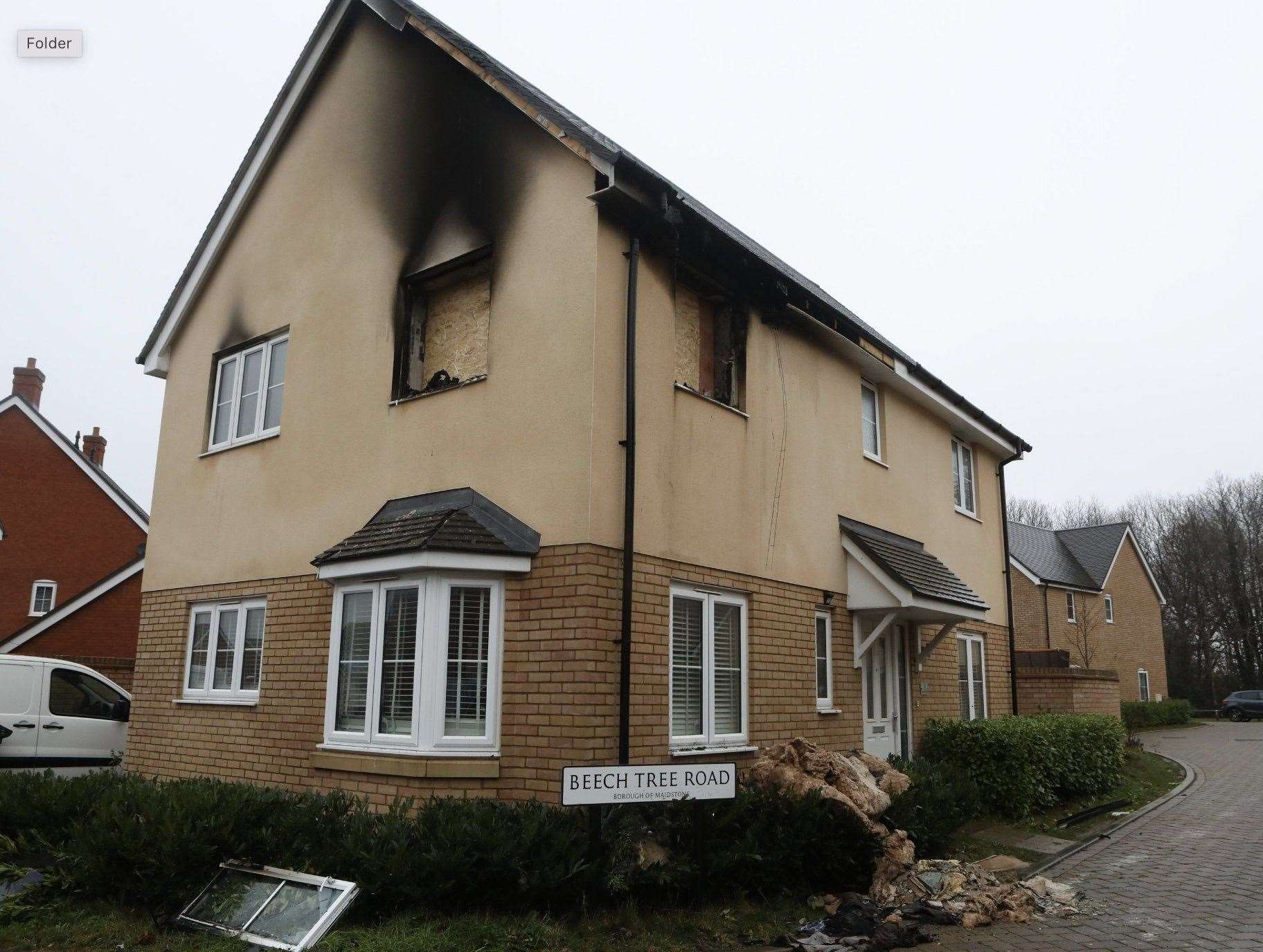 The aftermath of the Christmas Day fire which damaged a family home in Beech Tree Road, Maidstone. Photo: UKNIP