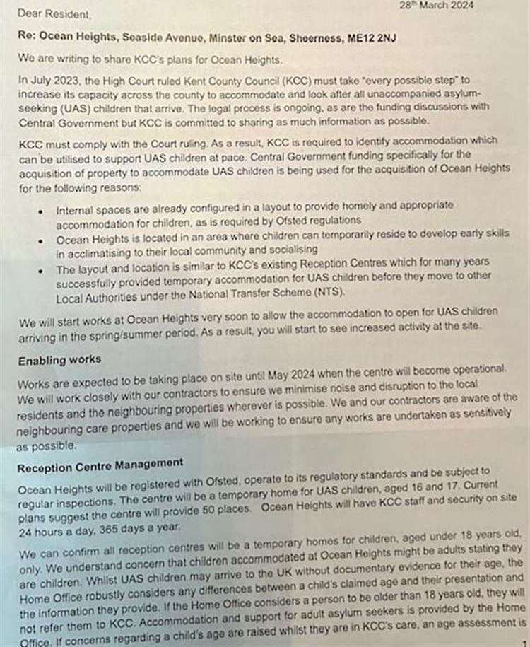 A letter was sent to residents informing them of KCC's plan last week